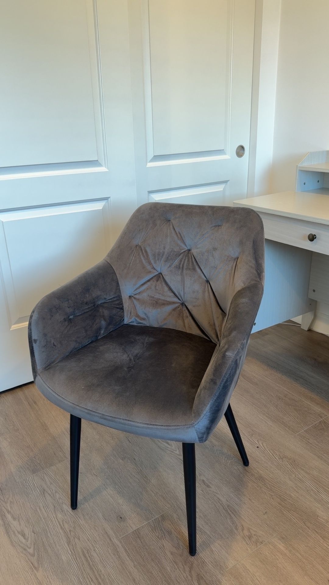 Gray Velvet Side Chair/desk Chair