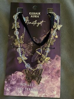 Amethyst Butterfly Necklace Set