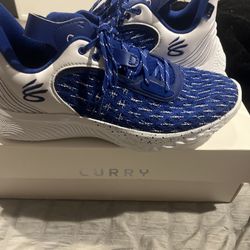 Under Armor Curry Team 9 Blue And White Basketball Shoes