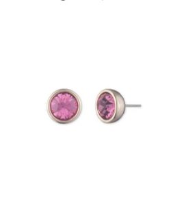 GIVENCHY Gold Tone and Rose Crystal Stud Earrings