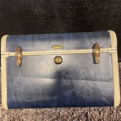 Vintage Samsonite Train Case – Shwayder Bros – Blue Marbled – 1940s/50s