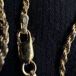 24 Inch Gold Over Sterling Silver Rope 