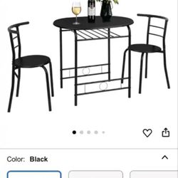 Black Breakfast Table Set with 2 Chairs