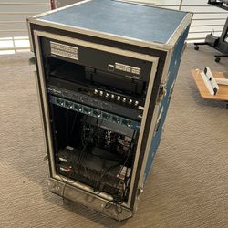 Rolling AV Rack Package – QSC RMX850 (x2) + Extron DXP + BSS BLU-100 + Furman