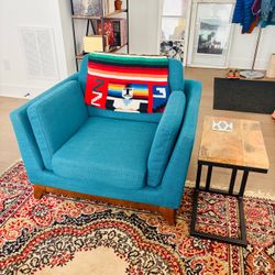 Mid-Century Modern Lounge Chair / Accent Chair from Article Lagoon Blue