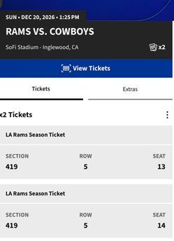 2x Rams vs Cowboys Tickets Dec 20 2026