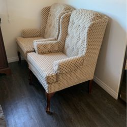 2 Queen Anne Wingback Chairs
