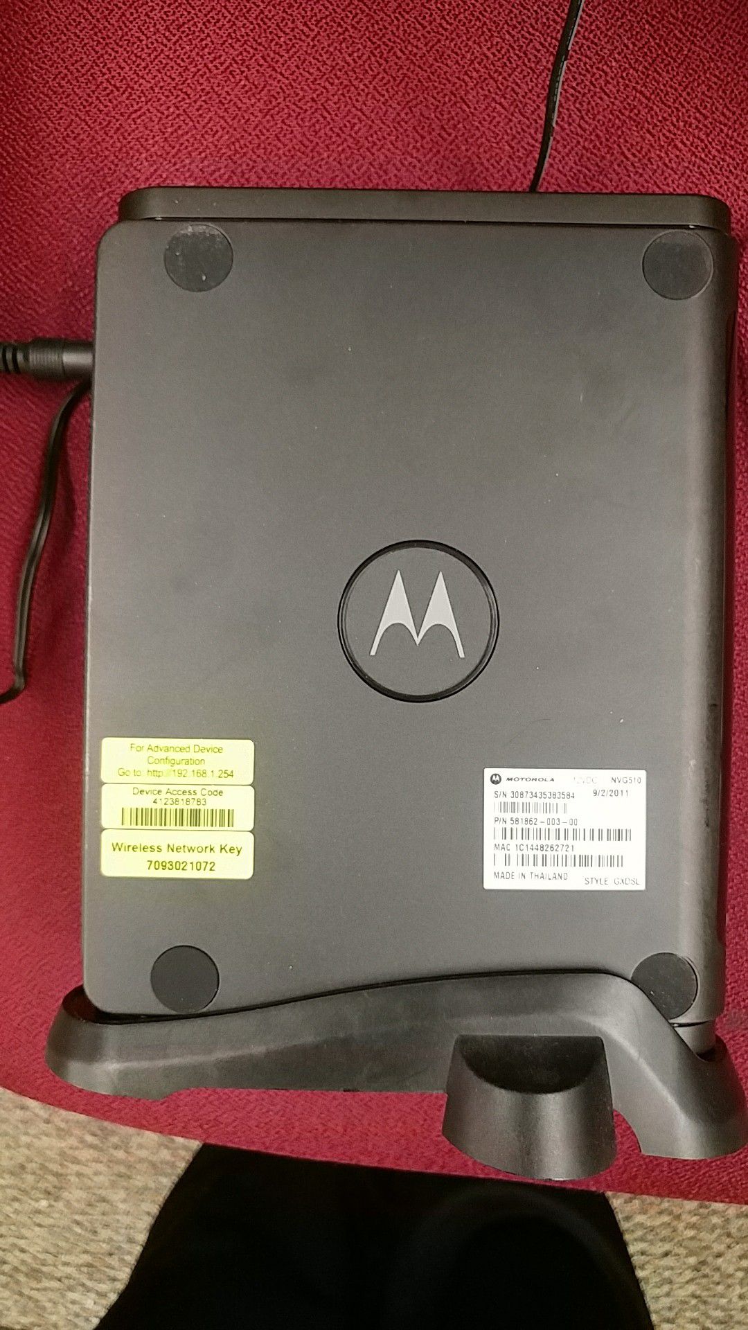 Motorola NVG510 Modem For AT&T U-Verse DSL 5615