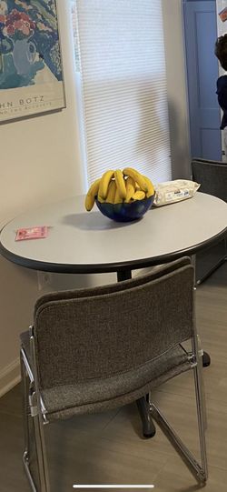 Gray Round Kitchen Table And 2 Chairs