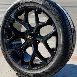 22" Chevy Silverado GMC Sierra Replica Wheels & Tires Tahoe Suburban Escalade Yukon Ram Tundra Titan Rims Rines Llantas.. Setof4 