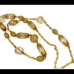 Vtg Monette of Paris Deco Very Ornate Lucite Necklace Very Rare Made in France