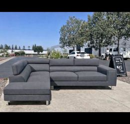 New 104" Grey Fabric Sectional Sofa Couch