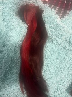 Human hair extensions red and black hilights