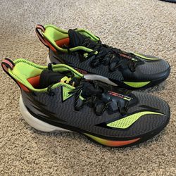 Li-Ning Mens Size 13 POWER IX Premium Professional Basketball Shoes Black/Green