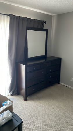 Dark Wood Dresser with Mirrordress