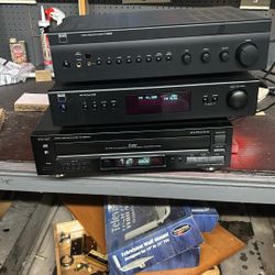 NAD amplifier and AM/FM receiver and a tech five disc player