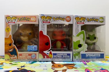 Funko pop- Pokemon- Charizard 843, Charmeleon 1157 & sprigatito 984
