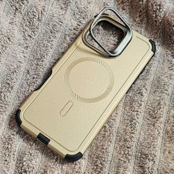 Iphone 16pro Max Metalic Gold Armor Case