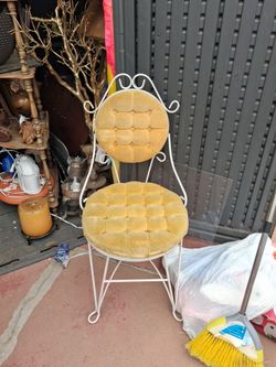 Antique vanity wrought iron chair