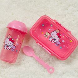 Hello Kitty, Lunchbox With Bottle And Spoon