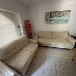 Beige Couch and Love Seat 