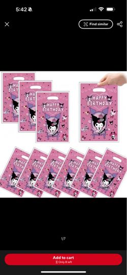 Kuromi Happy Birthday Party Favor Bags and hello kitty