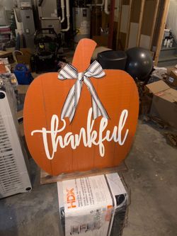 Wooden Pumpkin Thankful Fall Sign