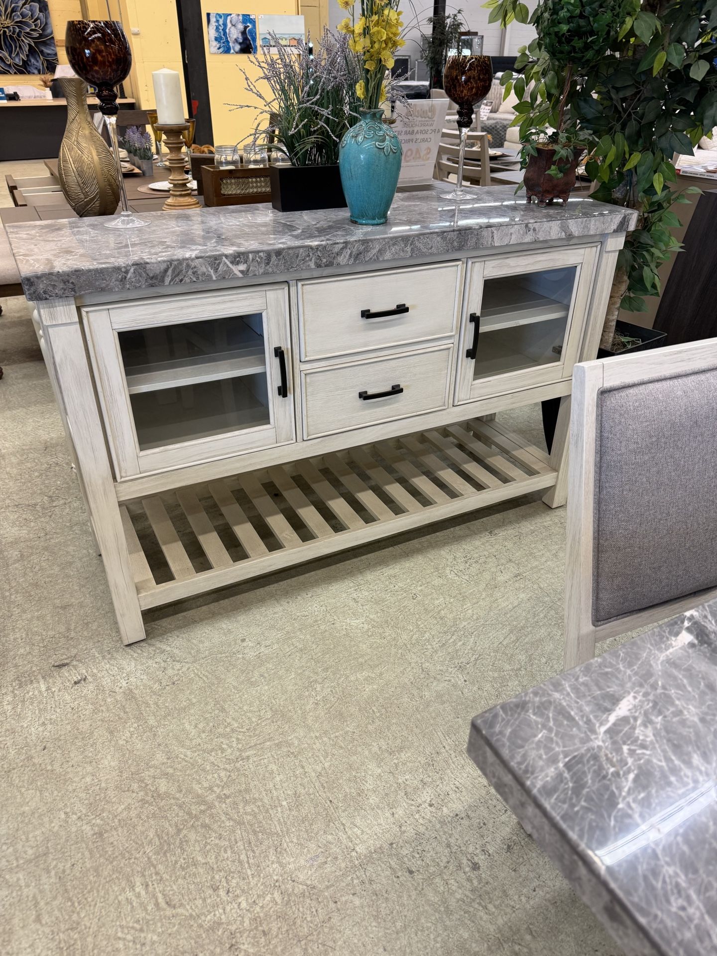 Real Grey Marble Top Server