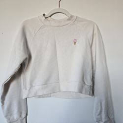 Aritzia White Cropped Hoodie 
