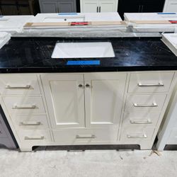 “48” White Bath Vanity with Countertop in Black $799 