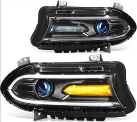 15-22 Dodge Charger LED DRL Projector Headlights Luces Calaveras Micas Faros Faroles Headlamps