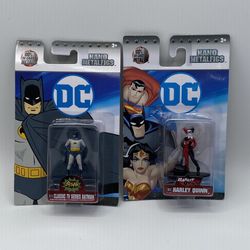 Two DC Nano Metalfigs DC13 Classic TV Series Batman & DC17 Harley Quinn