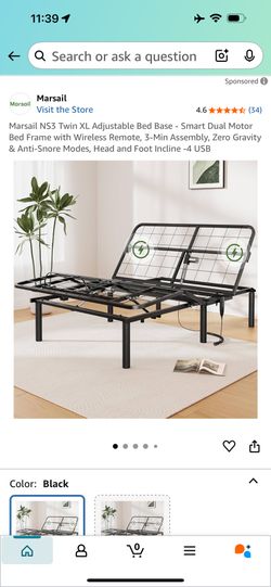 Twin XL Adjustable Bed Base - Smart Dual Motor Bed Frame with Wireless Remote,