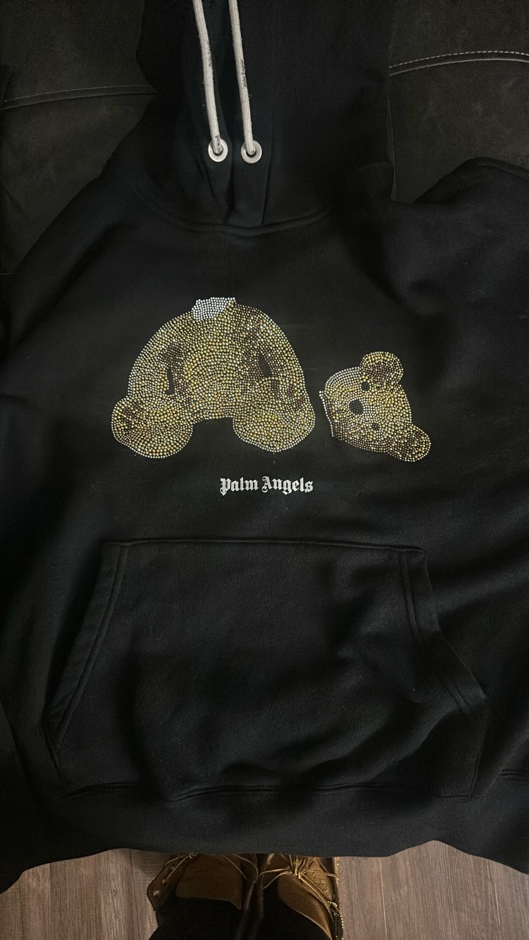 Palm Angels Bear Hoodie Rhine Stones