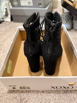 MUST GO! XOXO Black Suede Lace-Up Ankle Boots - size 7.5