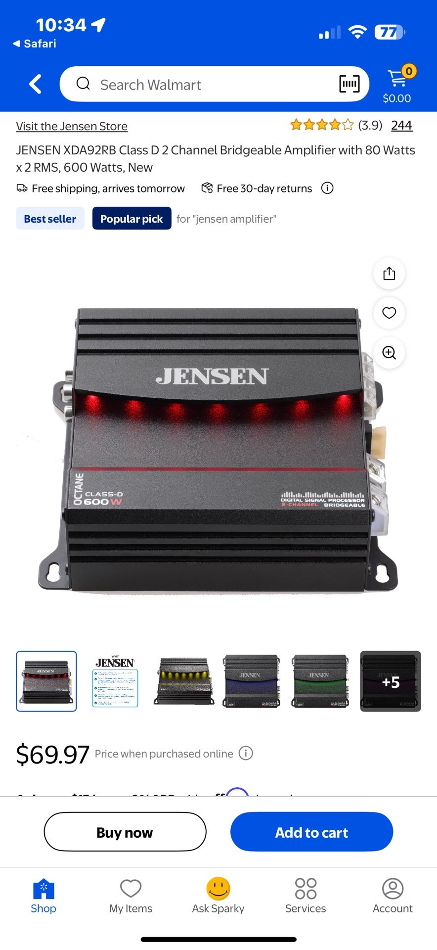 JENSEN XDA92RB Class D 2 Channel Bridgeable Amplifier with 80 Watts x 2 RMS, 600 Watts, New