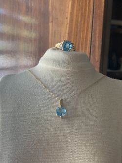 Blue Topaz Necklace And Ring Set.