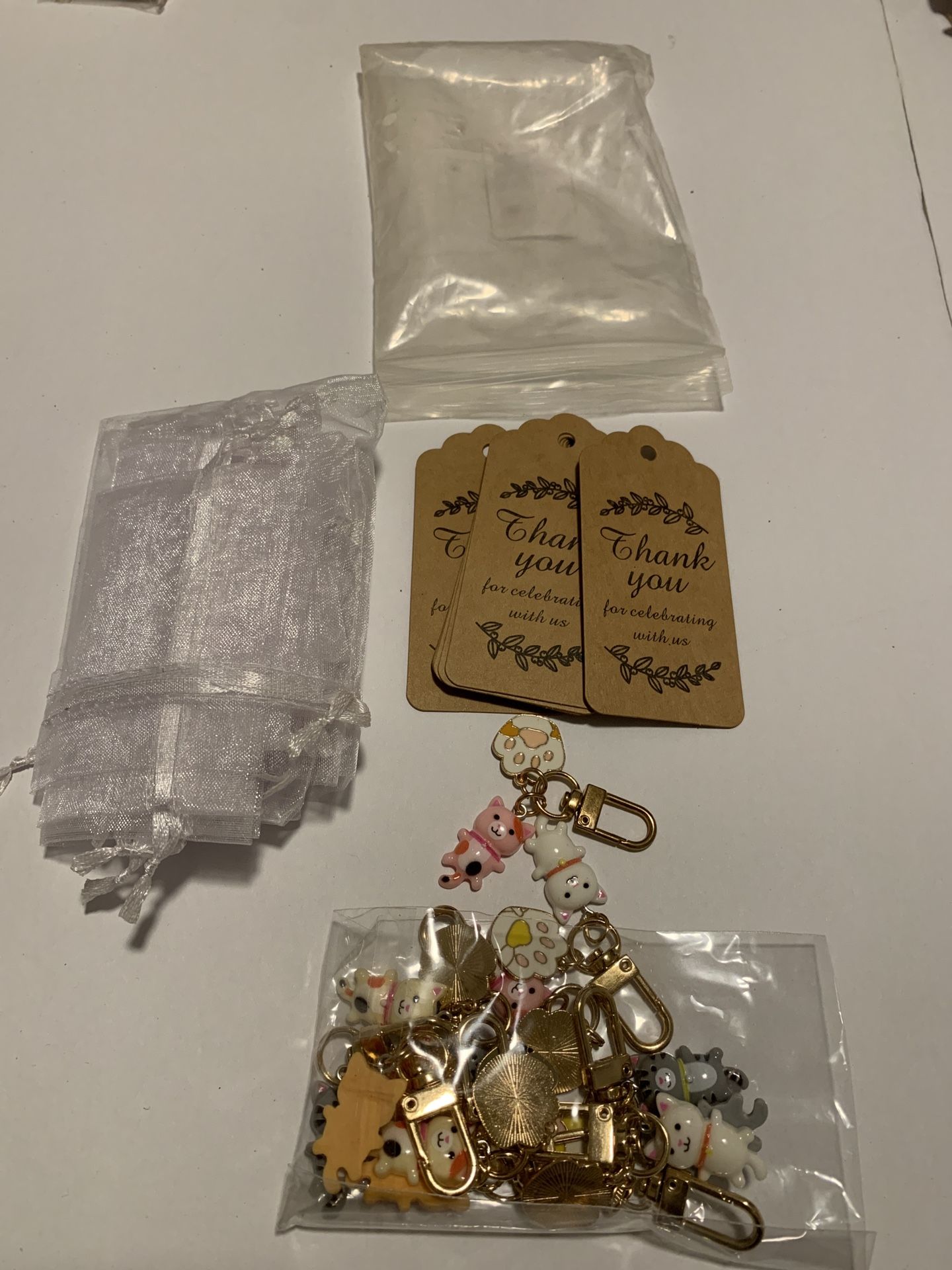 Party Favor CAT Charms, Gift Tags, and Bags 12 pcs