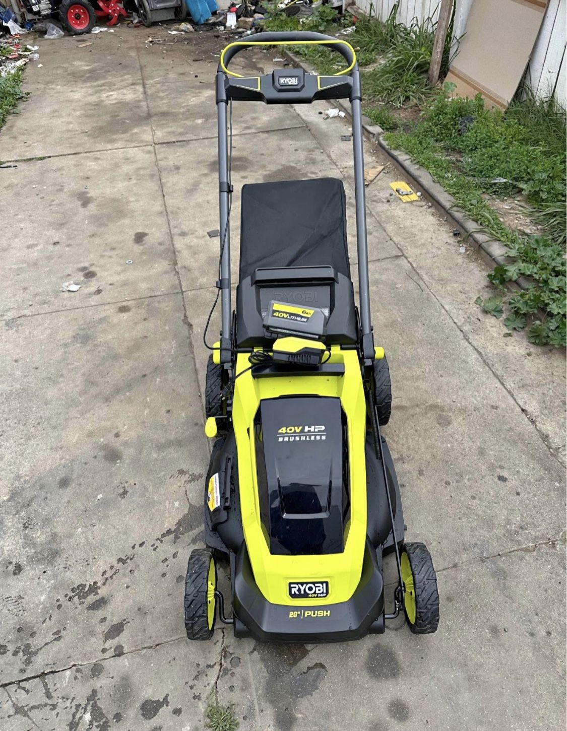 RYOBI 40V HP Brushless 20 in. Cordless Battery Walk Behind Push Lawn Mower with 6.0 Ah Battery and C