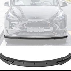 Fits 20-22 Tesla Y 3PCS Front Bumper Lip Spoiler IKON Style PP Matte Black