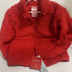 Kids' Faux Shearling  Half Zip-Up Pajama Pullover - Wondershop™ Red Small