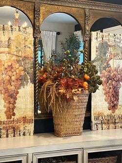 pair of beautiful large vineyard wall hangings