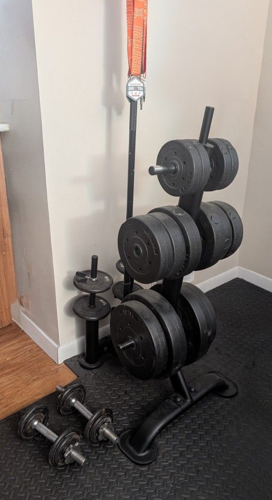 Standard barbell / dumbbell set with stand