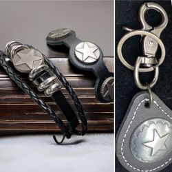 For Him l 3 Piece l Leather Accessories, Bracelets & Bag charm/ Keychain 