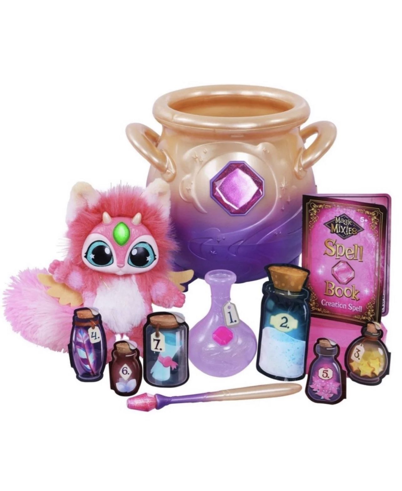 Magic Mixies Magical Misting Cauldron with Interactive 8" Pink Plush Toy - New!