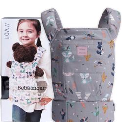 Baby Doll Carrier for Kids Front and Back Carrier Original Cotton Baby Carrier for Doll for Boys & Girls(Grey Animal)