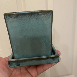 Square Ceramic Planters | Drainage | Attached Saucer 
