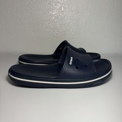 Crocs Unisex Crocband III Slide Mens Size 12 NAVY, WHITE Relaxed Fit Sandals
