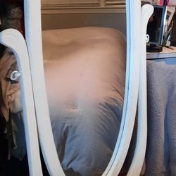 Gorgeous Antique White Tilting Full Length Mirror