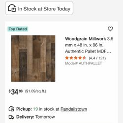 Woodgrain Millwork 3.5 mm x 48 in. x 96 in. Authentic Pallet MDF Panel-New